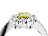 White gold Fancy Yellow Emerald Cut Cut Halo Diamond Pavé Engagement Ring with Milgrain Detailing_40