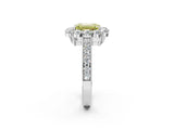 White gold Fancy Yellow Emerald Cut Cut Halo Diamond Pavé Engagement Ring with Milgrain Detailing_50