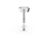 White gold Fancy Yellow Emerald Cut Cut Halo Pavé Diamond Ring_2