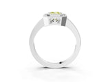 White gold Fancy Yellow Emerald Cut Cut Halo Pavé Diamond Ring_3