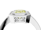White gold Fancy Yellow Emerald Cut Cut Halo Pavé Diamond Ring_4