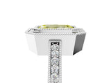 White gold Fancy Yellow Emerald Cut Cut Halo Pavé Diamond Ring_5