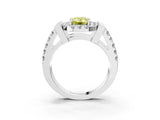 White gold Fancy Yellow Emerald Cut Cut Halo Split Shank Prong Set Ring_3