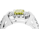 White gold Fancy Yellow Emerald Cut Cut Halo Split Shank Prong Set Ring_4