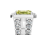 White gold Fancy Yellow Emerald Cut Cut Halo Split Shank Prong Set Ring_5