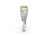 White gold Fancy Yellow Emerald Cut Cut Milgrain Pave Diamond Engagement Ring with Four-Prong Setting_17
