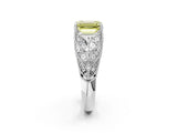 White gold Fancy Yellow Emerald Cut Cut Milgrain Pave Diamond Engagement Ring with Four-Prong Setting_5