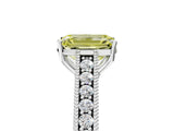 White gold Fancy Yellow Emerald Cut Cut Pave Band Milgrain Solitaire Ring_5