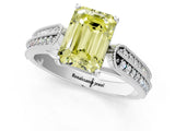 White gold Fancy Yellow Emerald Cut Cut Pave Split Shank Engagement Ring with Four-Prong Setting_13