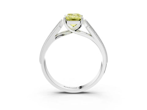 White gold Fancy Yellow Emerald Cut Cut Pave Split Shank Engagement Ring with Four-Prong Setting_15