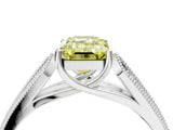 White gold Fancy Yellow Emerald Cut Cut Pave Split Shank Engagement Ring with Four-Prong Setting_16