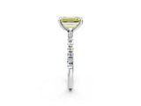 White gold Fancy Yellow Emerald Cut Diamond Brilliant Solitaire Ring with Pavé Band and Four-Prong Setting_14