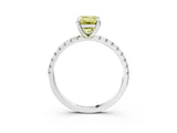 White gold Fancy Yellow Emerald Cut Diamond Brilliant Solitaire Ring with Pavé Band and Four-Prong Setting_15