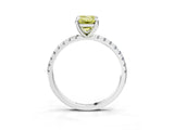 White gold Fancy Yellow Emerald Cut Diamond Brilliant Solitaire Ring with Pavé Band and Four-Prong Setting_39