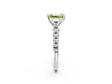 White gold Fancy Yellow Emerald Cut Diamond Cathedral Solitaire Ring with Round  Pavé Band_217