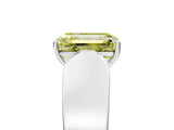 White gold Fancy Yellow Emerald Cut Diamond Channel Set Solitaire Ring with Four-Prong Setting_30