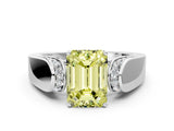 White gold Fancy Yellow Emerald Cut Diamond Channel Set Solitaire Ring with Four-Prong Setting_38
