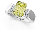 White gold Fancy Yellow Emerald Cut Diamond Channel Set Solitaire Ring with Four-Prong Setting_39