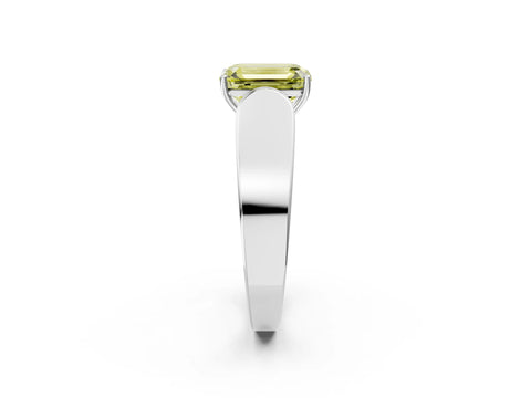 White gold Fancy Yellow Emerald Cut Diamond Channel Set Solitaire Ring with Four-Prong Setting_40