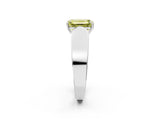 White gold Fancy Yellow Emerald Cut Diamond Channel Set Solitaire Ring with Four-Prong Setting_53