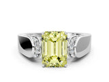 White gold Fancy Yellow Emerald Cut Diamond Channel Set Solitaire Ring with Four-Prong Setting_68