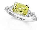 White gold Fancy Yellow Emerald Cut Diamond Cluster Pavé Band with Four-Prong Setting_14