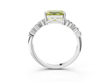 White gold Fancy Yellow Emerald Cut Diamond Cluster Pavé Band with Four-Prong Setting_16