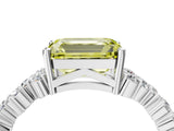 White gold Fancy Yellow Emerald Cut Diamond Cluster Pavé Band with Four-Prong Setting_17