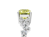 White gold Fancy Yellow Emerald Cut Diamond Cluster Pavé Band with Four-Prong Setting_18