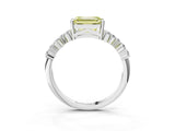 White gold Fancy Yellow Emerald Cut Diamond Cluster Pavé Band with Four-Prong Setting_27