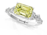 White gold Fancy Yellow Emerald Cut Diamond Cluster Pavé Band with Four-Prong Setting_4