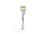 White gold Fancy Yellow Emerald Cut Diamond Cluster Pavé Band with Four-Prong Setting_5