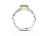 White gold Fancy Yellow Emerald Cut Diamond Cluster Pavé Band with Four-Prong Setting_6