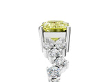 White gold Fancy Yellow Emerald Cut Diamond Cluster Pavé Band with Four-Prong Setting_8