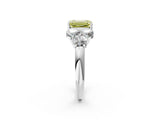 White gold Fancy Yellow Emerald  Cut Diamond Cluster Ring with Round Accent Stones and Prong Setting on a Classic Band_50
