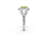 White gold Fancy Yellow Emerald Cut Diamond Double Halo Ring with Split Shank and Prong Setting_29