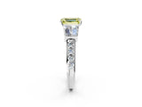 White gold Fancy Yellow Emerald Cut Diamond Engagement Ring with Baguette Side Stones and Channel Set Band_34