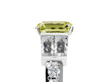 White gold Fancy Yellow Emerald Cut Diamond Engagement Ring with Baguette Side Stones and Channel Set Band_37