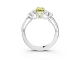 White gold Fancy Yellow Emerald  Cut Diamond Engagement Ring with Bezel Set Round Side Stones and Prong Setting_55