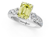 White gold Fancy Yellow Emerald  Cut Diamond Engagement Ring with Pavé Band and Four-Prong Setting_4