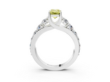 White gold Fancy Yellow Emerald  Cut Diamond Engagement Ring with Pavé Band and Four-Prong Setting_6