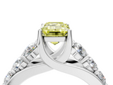 White gold Fancy Yellow Emerald  Cut Diamond Engagement Ring with Pavé Band and Four-Prong Setting_7