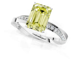 White gold Fancy Yellow Emerald Cut Diamond Engagement Ring with Side Stone Accents and Four-Prong Setting_13