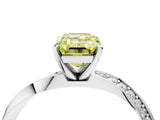 White gold Fancy Yellow Emerald Cut Diamond Engagement Ring with Side Stone Accents and Four-Prong Setting_16