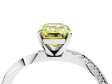 White gold Fancy Yellow Emerald Cut Diamond Engagement Ring with Side Stone Accents and Four-Prong Setting_28