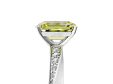 White gold Fancy Yellow Emerald Cut Diamond Engagement Ring with Side Stone Accents and Four-Prong Setting_29