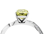 White gold Fancy Yellow Emerald Cut Diamond Engagement Ring with Side Stone Accents and Four-Prong Setting_88