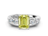 White gold Fancy Yellow Emerald  Cut Diamond Five-Stone Prong Set White Gold Ring_32
