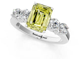 White gold Fancy Yellow Emerald  Cut Diamond Five-Stone Prong Set White Gold Ring_34