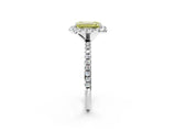 White gold Fancy Yellow Emerald  Cut Diamond Floral Halo Engagement Ring with Pavé Band and Prong Setting_52